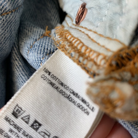 We The Free Skirt Two-Toned Patched Denim Raw Frayed Hem Short Mini - Picture 5 of 5